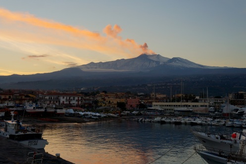 etna and pink clouds